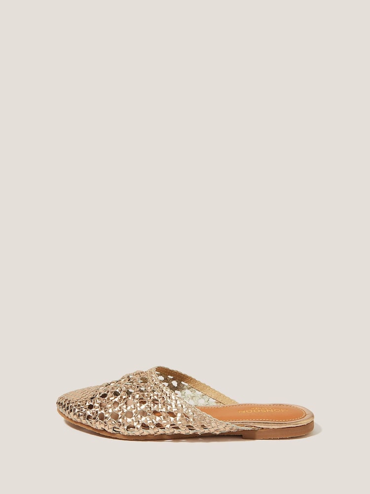 ذهبي - Monsoon Bella Braided Leather Slipper Sandals - صورة 2 من 4 ذهبي - Monsoon Bella Braided Leather Slipper Sandals - صورة 2 من 4