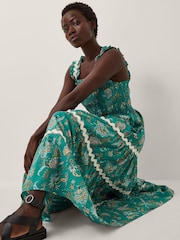 Monsoon Green Saoirse Floral Print Smocked Maxi Dress - Image 1 of 5