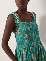Monsoon Green Saoirse Floral Print Smocked Maxi Dress - Image 2 of 5