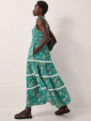 Monsoon Green Saoirse Floral Print Smocked Maxi Dress - Image 4 of 5