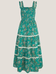 Monsoon Green Saoirse Floral Print Smocked Maxi Dress - Image 5 of 5