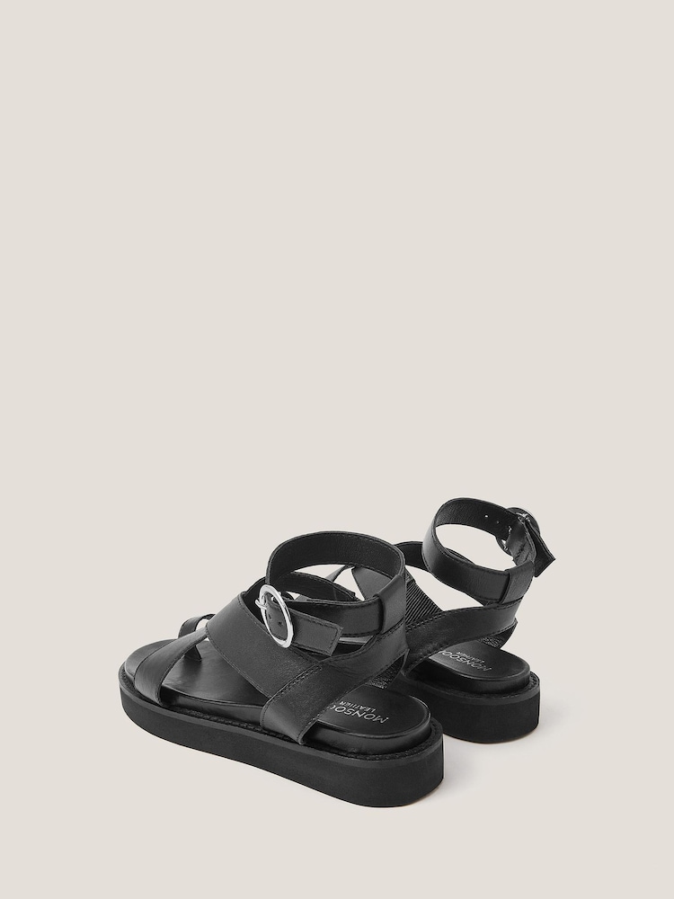 Monsoon Black Toe Strap Cross-Over Leather Sandals - Image 4 of 4 Monsoon Black Toe Strap Cross-Over Leather Sandals - Image 4 of 4