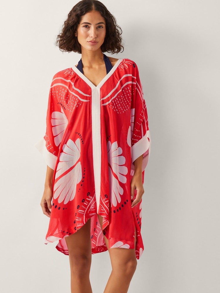 Monsoon Orange Mini Nara Shell Print Kaftan - Image 1 of 5