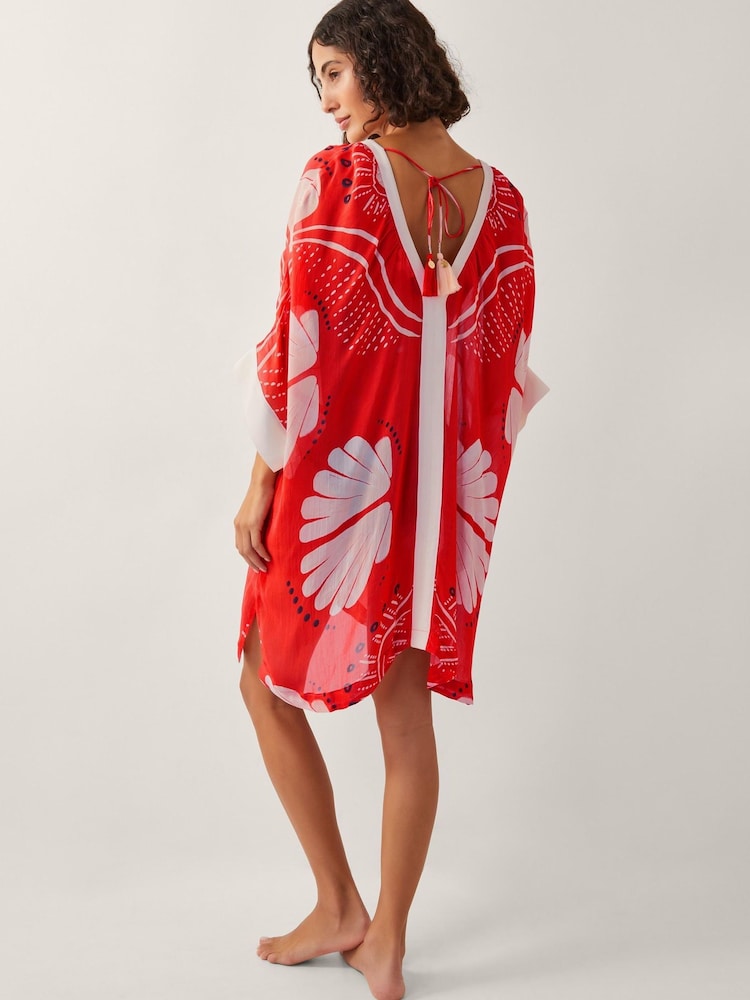 Monsoon Orange Mini Nara Shell Print Kaftan - Image 2 of 5