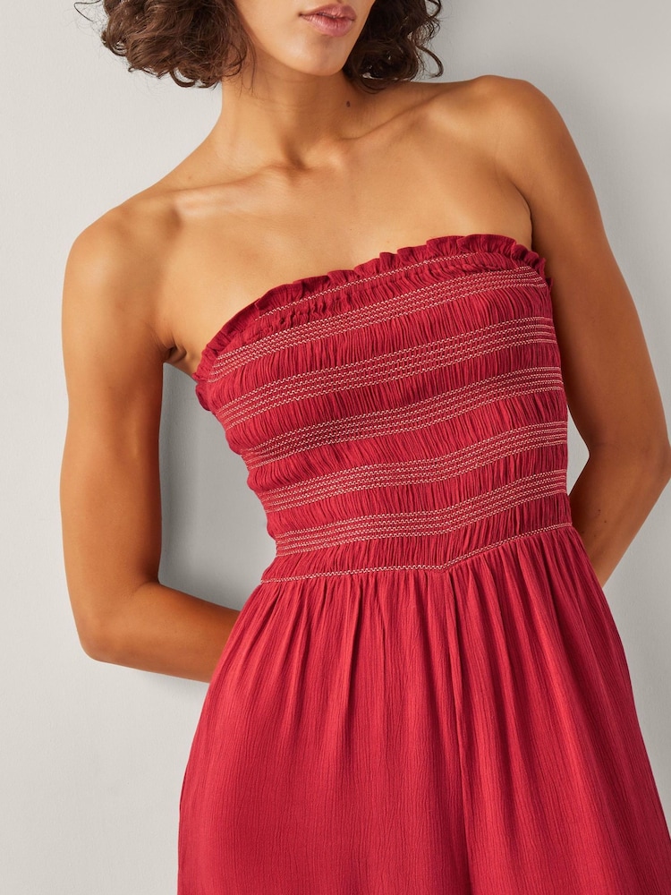 Monsoon Orange Nadia Shirred Embroidered Jumpsuit - Image 2 of 4 Monsoon Orange Nadia Shirred Embroidered Jumpsuit - Image 2 of 4