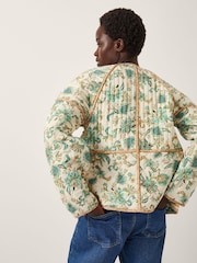 Monsoon Natural Saoirse Reversible Floral Print Quilted Jacket - Image 2 of 6