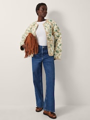 Monsoon Natural Saoirse Reversible Floral Print Quilted Jacket - Image 3 of 6