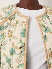 Monsoon Natural Saoirse Reversible Floral Print Quilted Jacket - Image 4 of 6