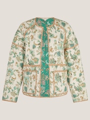 Monsoon Natural Saoirse Reversible Floral Print Quilted Jacket - Image 6 of 6