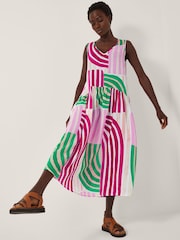 Monsoon Georgia Sleeveless Stripe Midi Dress - Imagen 1 de 4