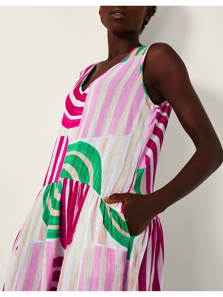 Monsoon Natural Georgia Sleeveless Stripe Midi Dress - Image 2 of 4 Monsoon Natural Georgia Sleeveless Stripe Midi Dress - Image 2 of 4