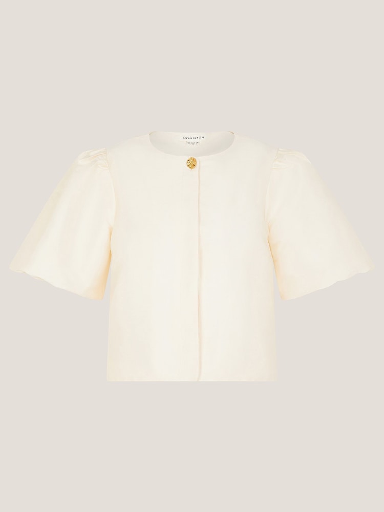 Monsoon Cream Anne Puff Sleeve Jacket - Image 1 of 1 Monsoon Cream Anne Puff Sleeve Jacket - Image 1 of 1