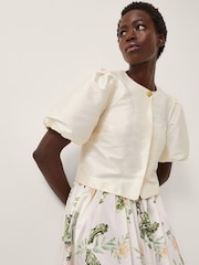 Monsoon Cream Anne Puff Sleeve Jacket - Image 3 of 5