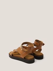 Monsoon Brown Toe Strap Cross-Over Leather Sandals - Image 4 of 4