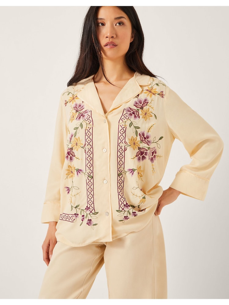Monsoon Cream Elodie Floral Print Embroidered Blouse - Image 1 of 5 Monsoon Cream Elodie Floral Print Embroidered Blouse - Image 1 of 5