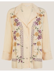 Monsoon Cream Elodie Floral Print Embroidered Blouse - Image 5 of 5