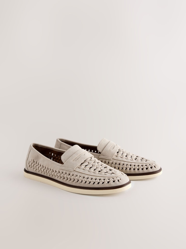 Neutral Weave Loafers - Image 1 of 5