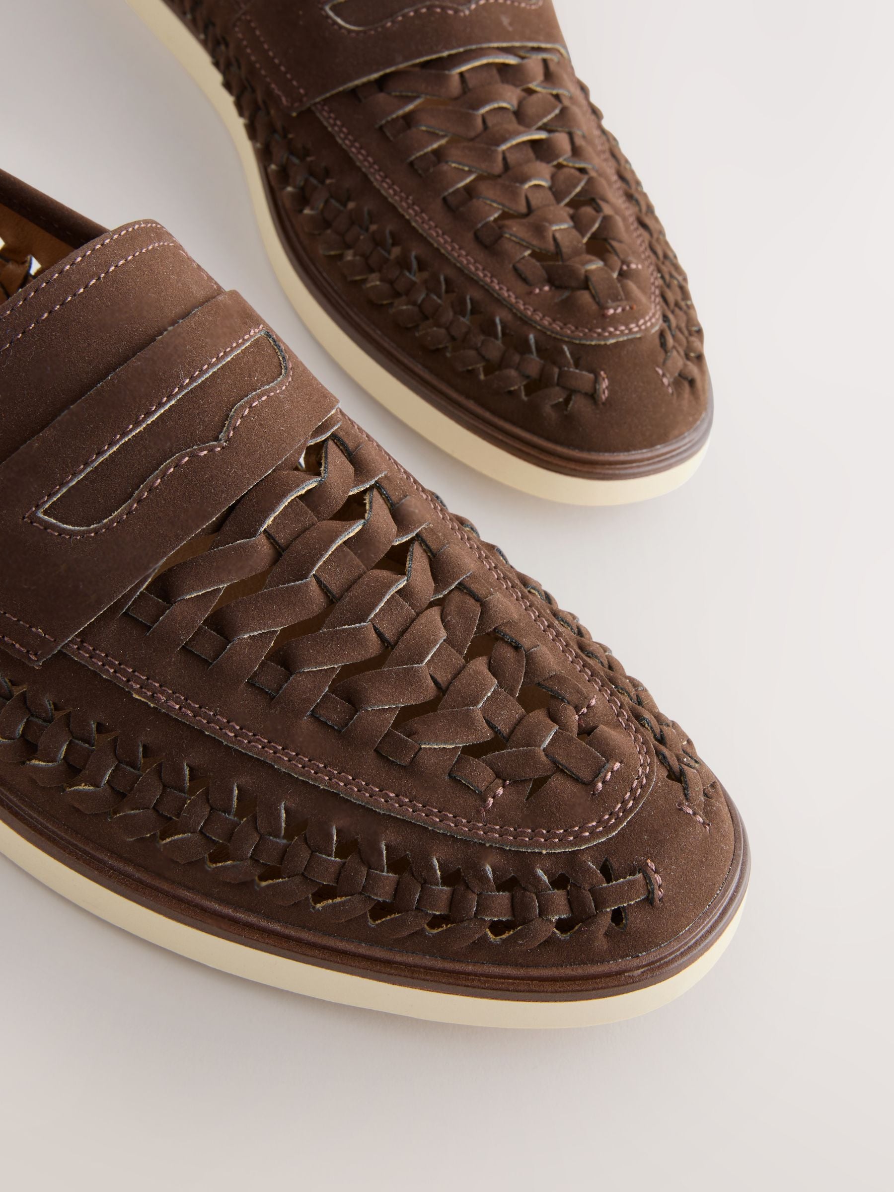 Buy Brown Weave Loafers from Next USA