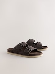 Brown Two Buckle Tonal Sandals - Image 3 of 7