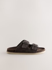 Brown Two Buckle Tonal Sandals - Image 4 of 7
