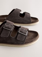 Brown Two Buckle Tonal Sandals - Image 5 of 7
