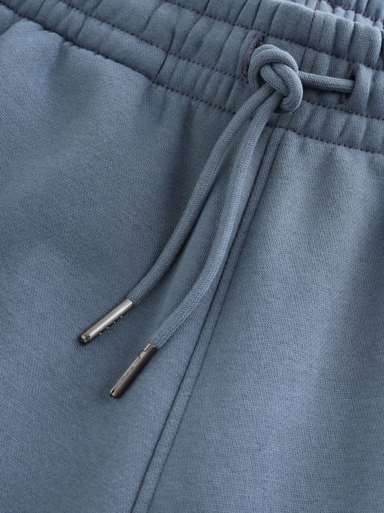 Petrol Blue Brushback Heavyweight Open Joggers - Image 2 of 3 Petrol Blue Brushback Heavyweight Open Joggers - Image 2 of 3