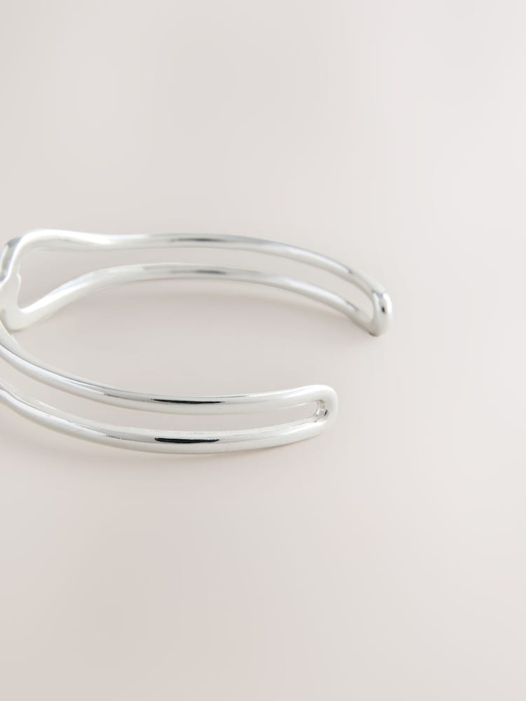 Silver Tone Sparkle Detail Cuff Bracelet - Image 6 of 6