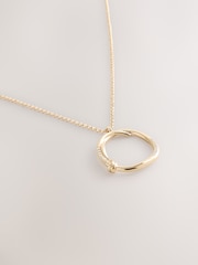 Gold Tone Sparkle Detail Open Circle Pendant Necklace - Image 6 of 6