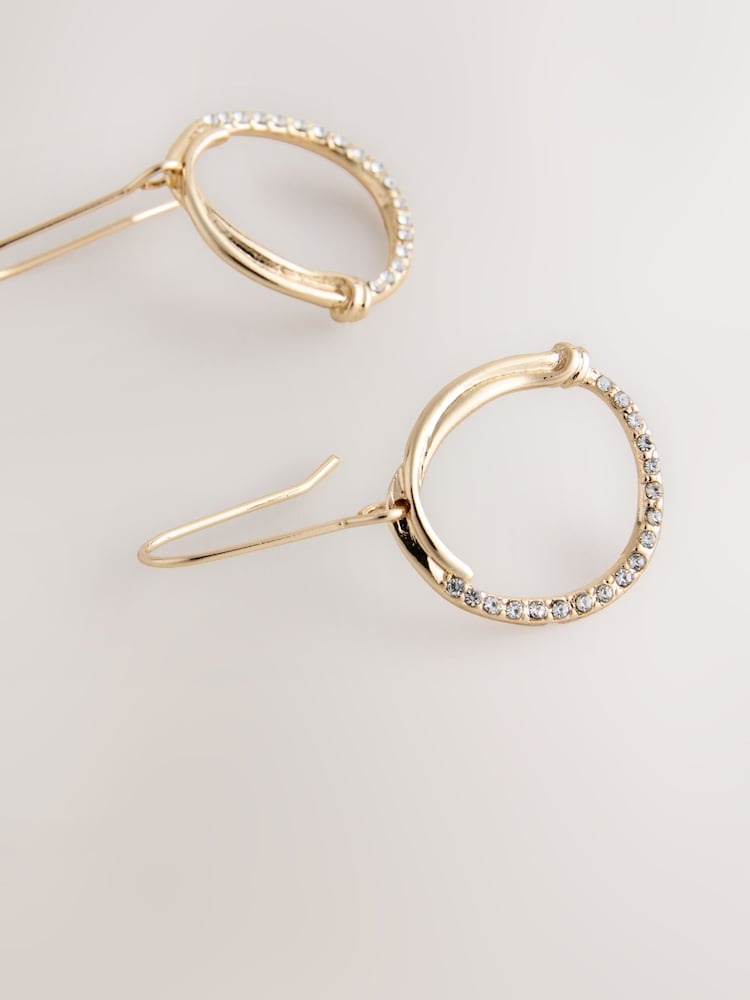 Gold Tone Sparkle Detail Open Circle Earrings - Image 6 of 6