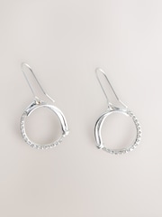 Silver Tone Sparkle Detail Open Circle Earrings - Image 4 of 6