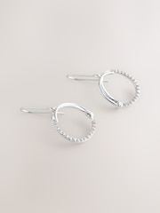 Silver Tone Sparkle Detail Open Circle Earrings - Image 5 of 6