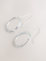 Silver Tone Sparkle Detail Open Circle Earrings - Image 6 of 6