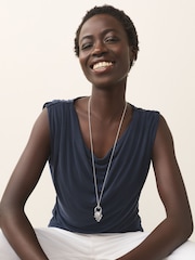 Silver Tone Link Chain Long Necklace - Image 1 of 6