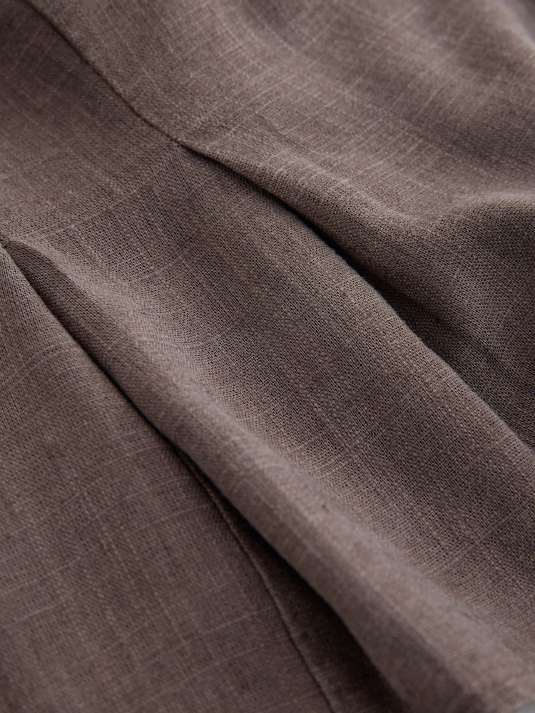Chocolate Brown Peplum Top with Linen - Image 7 of 7 Chocolate Brown Peplum Top with Linen - Image 7 of 7