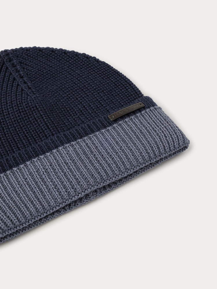 أزرق - Hackett Merino Wool Beanie - صورة 3 من 3
