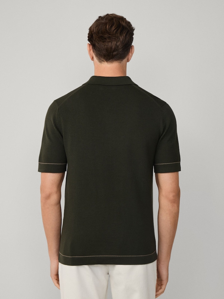 Verde - Hackett Textured Knitted Tipped Polo Shirt - Image 4 of 5