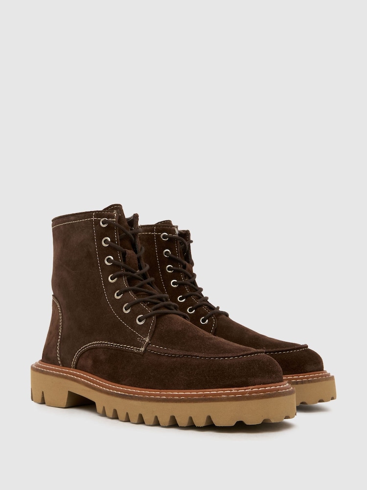 Schuh Corrine Suede Moc Toe Brown Boots - Image 2 of 4