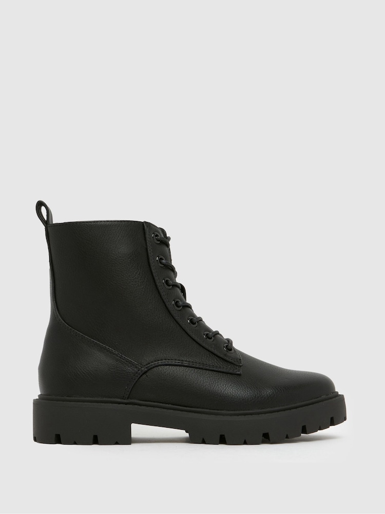 Schuh Asher Chunky Lace Up Black Boots - Image 1 of 4