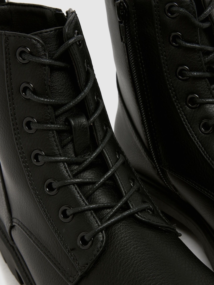 Schuh Asher Chunky Lace Up Black Boots - Image 4 of 4