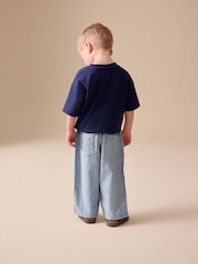 Chambray Blue Wide Fit Linen Blend Pull on Trousers (3mths-7yrs) - Image 4 of 8
