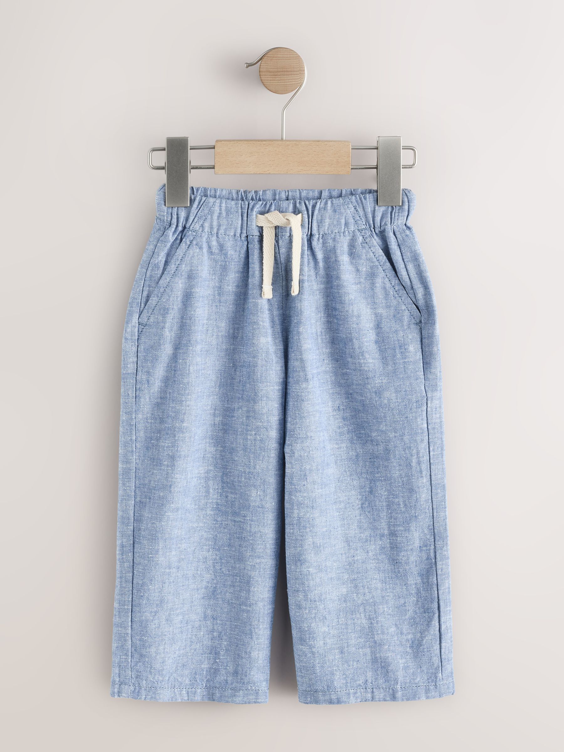 Cumpără Chambray albastru - Pantaloni cu croială largă din amestec