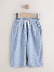 Chambray Blue Wide Fit Linen Blend Pull on Trousers (3mths-7yrs) - Image 5 of 8
