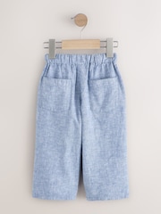 Chambray Blue Wide Fit Linen Blend Pull on Trousers (3mths-7yrs) - Image 6 of 8