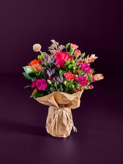 Orange Spray Carnation and Rose Bouquet With Wrapped Glass Vase - Image 1 of 5