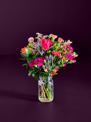 Orange Spray Carnation and Rose Bouquet With Wrapped Glass Vase - Image 2 of 5