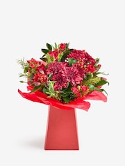 Red Alstroemeria and Spray Carnations Fresh Flower Bouquet In Gift Bag - Image 3 of 6