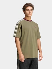 adidas Originals Olive Green Britcore Short Sleeve Ringer T-Shirt - Image 1 of 5