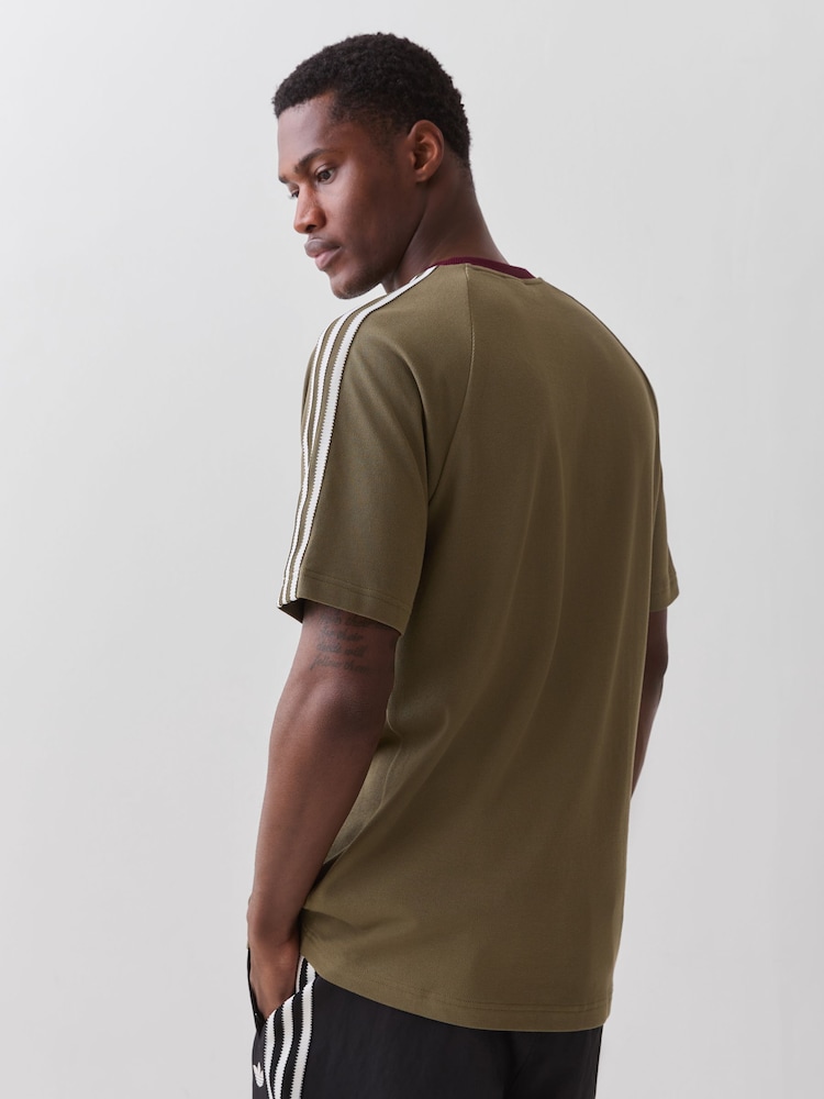adidas Originals Olive Green Britcore Short Sleeve Ringer T-Shirt - Image 2 of 5 adidas Originals Olive Green Britcore Short Sleeve Ringer T-Shirt - Image 2 of 5