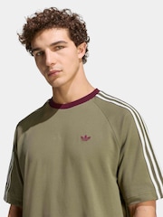 adidas Originals Olive Green Britcore Short Sleeve Ringer T-Shirt - Image 4 of 5