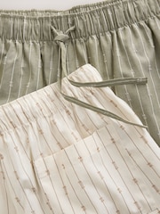 Green/Ecru Woven Stripe Pyjama Shorts 2 Pack - Image 16 of 17